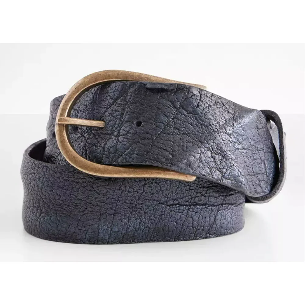 Free People WTF Roseberry Belt – Black Buff Distressed Leather NEW NWT Size M/L